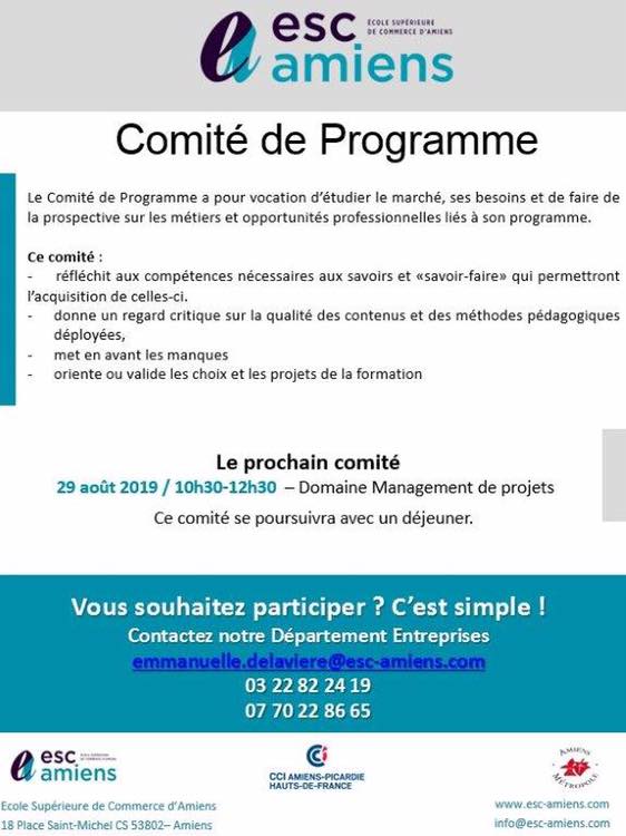 Comité de programme «Management de projets» - École Supérieure de Commerce d'Amiens